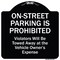 Signmission Designer Series-On-street Parking Prohibited Violators Will Be Towed Ve, 18" x 18", BW-1818-9941 A-DES-BW-1818-9941 - alternate 1